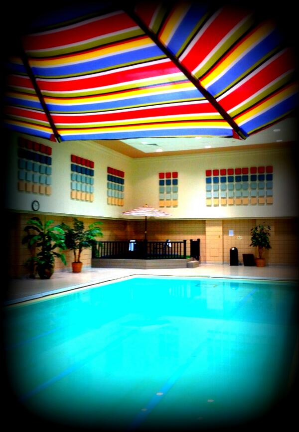 A bad day to be outdoors, so our large indoor pool is the best way to get wet...