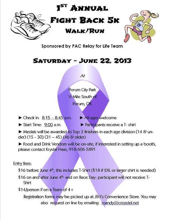 happykrystal's tweet photo. Porum's 1st 5k
#Porum #cancer #5k #relayforlife http://t.co/BZPDcV6w8F