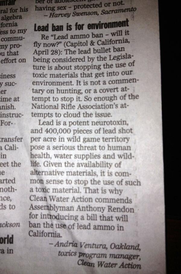 StarrRanchSanct's tweet photo. RT @audubonca: Great LTE from @cleanh2oaction in today's Sac Bee supporting AB 711: http://t.co/AVZGjeyUWQ