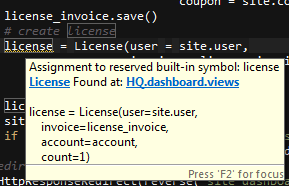Really, Python? You reserved the symbol 'license' to print out some info on Guido?