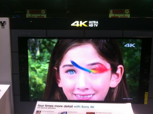 Checking out this 4k tv at frys and being amazed. Now I just need $4000 to buy one... #4k #ultrahd #thefuture