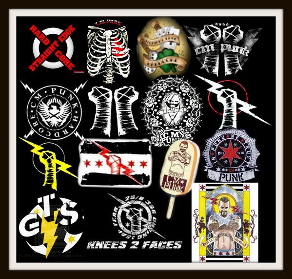 NDPunkBITW80's tweet image. #myPunkArt for @CMPunk &amp;amp; The #Punkers. Collage of Punk's logos/t-shirt designs! #WeMissCMPunk #ThankYouPunk