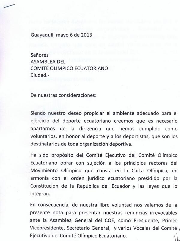Comite_Olimpico_Ecu on Twitter: "Carta de renuncia de Econ 