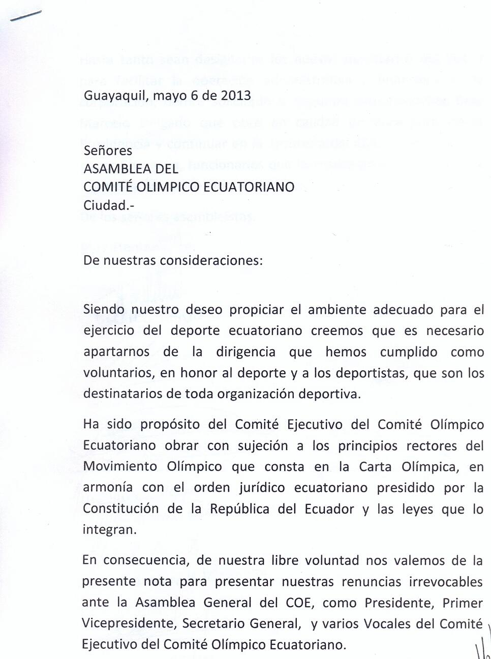 Nicolás Di Nápoli on Twitter: ""@ECUADORolimpico: Carta de 