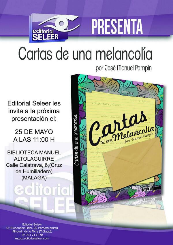 Cuandopiensoen's tweet photo. Presentación del libro: Cartas de una melancolia http://t.co/e5UyfnlpN8