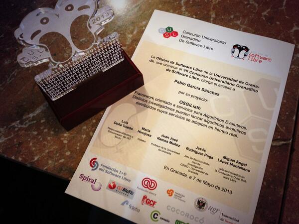 fergunet's tweet image. Accésit para @osgiliathSOA en la final local del #cusl7 #ugr !