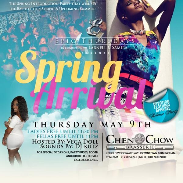 DreBlair79's tweet image. The Biggest Party Of Spring Is Going Down This Thursday @ #ChenChow!!! #SpringArrival Ladies Free Til 11!
