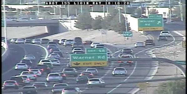 ArizonaDOT's tweet photo. Okay, who is the culprit? L-101 Northbound at Warner exit - Look out for debris. #teepeed http://t.co/RWs66VEFtS