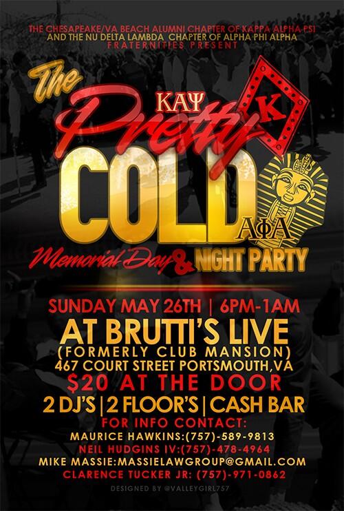 The brothers of CVB will be having a party with the Portsmouth chapter of ΑΦΑ on May 26th at Mansions.. 6pm to 1am