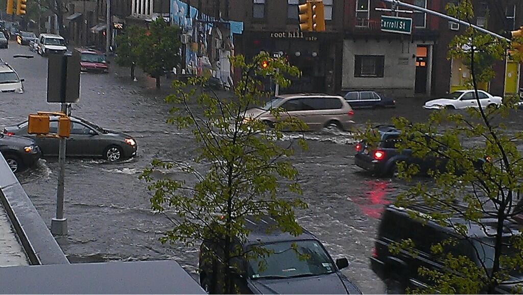 Photo Flash flooding in Brooklyn, New York via patkiernan