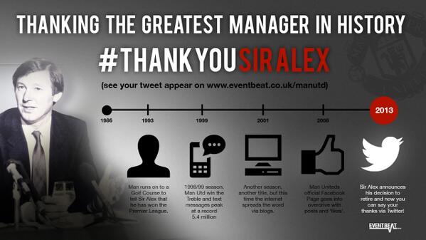 EventBeat's tweet photo. Have your say and thank the greatest manager in history using #thankyousiralex Man U legend! http://t.co/zq4AzjYVP1 http://t.co/Qg84Hg83BA