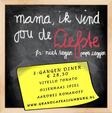 Zondag a.s. #moederdag, verras je moeder met een heerlijk #Diner in Grand Café Assumburg! grandcafeassumburg.nl
