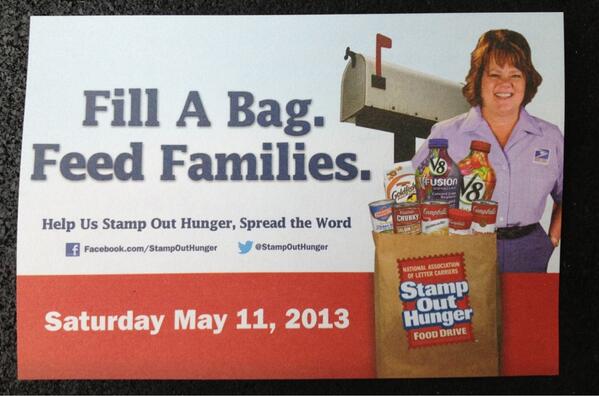 FatherKnowsLess's tweet image. Place non-perishable food items by your mailbox this Sat. May 11 - Help #StampOutHunger @StampOutHunger PLEASE RT
