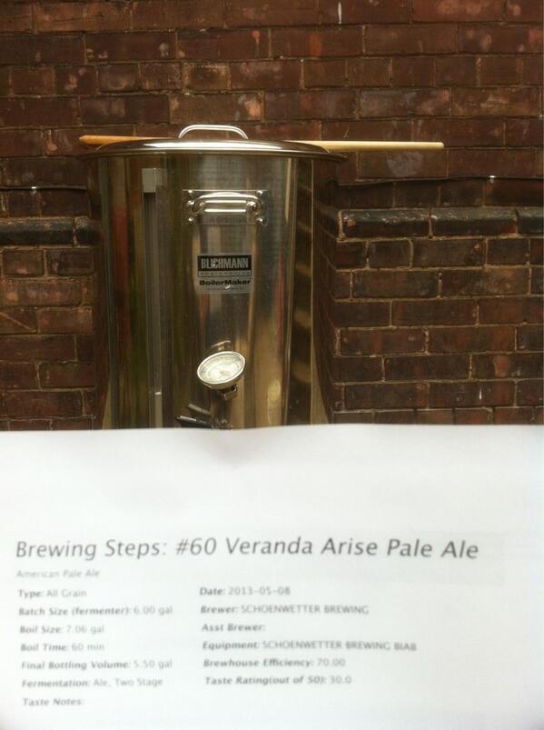 Brewing Batch #60 Veranda Arise Pale Ale.  Name is an anagram for a brewery this beer pays homage to.  Hint: Cascade