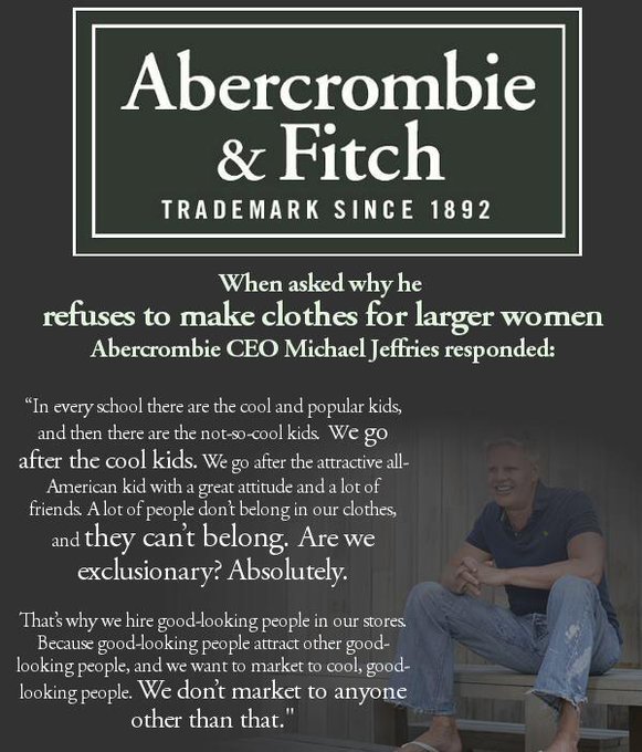 I AM cool and good looking, just not thin. They're not the same thing. Fuck you @Abercrombie, and fuck<a href="/tag/lessonlearned"class="tags"><span>#lessonlearned</span></a>