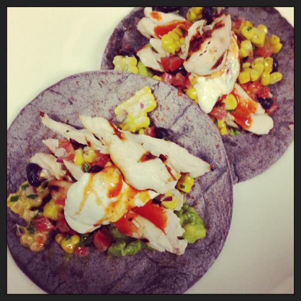 Inspireding's tweet image. Blue corn tacos with grilled chicken, roast corn black bean salsa, ranch &amp;amp; cholula inspiredingredients.com.au