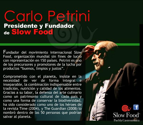 Próximamente conferencia de Carlo Petrini en Cholula, 27 de mayo... más informes pronto... <a href="/SlowFoodHQ/">Slow Food</a>  <a href="/ljcuef/">Luis Javier Cué</a>