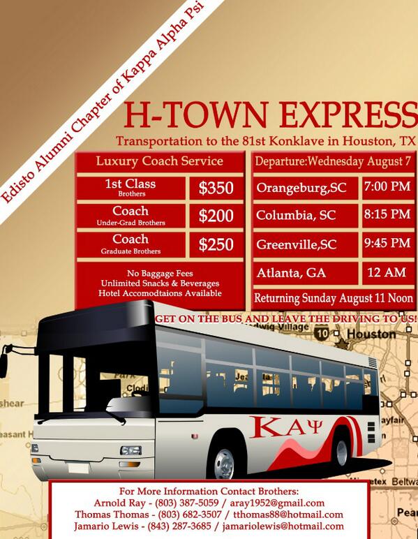 EdistoNUPEs's tweet photo. @ATL_NUPES “H-Town Express” Bus Trip for Brothers Traveling to the 81st Grand Chapter Meeting http://t.co/ZJG5AKfPcQ
