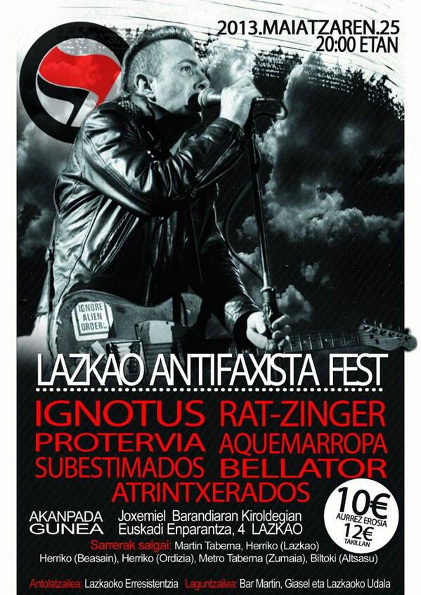 Al loro con el siguiente cartel! Este sabado: LAZKAO ANTIFAXISTA FEST! <a href="/ProterviaHC/">PROTERVIA </a> <a href="/SubestimadosMdz/">SUBESTIMADOS Oficial</a> @AQUEMARROPA1