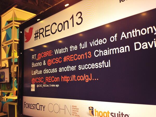 CBRE's tweet photo. CBRE, Anthony Buono & David LaRue on the #iTechLounge #tweetboard, c/o @ICSC_RECon #RECon13 @ICSC http://t.co/zSg9tz6pgM
