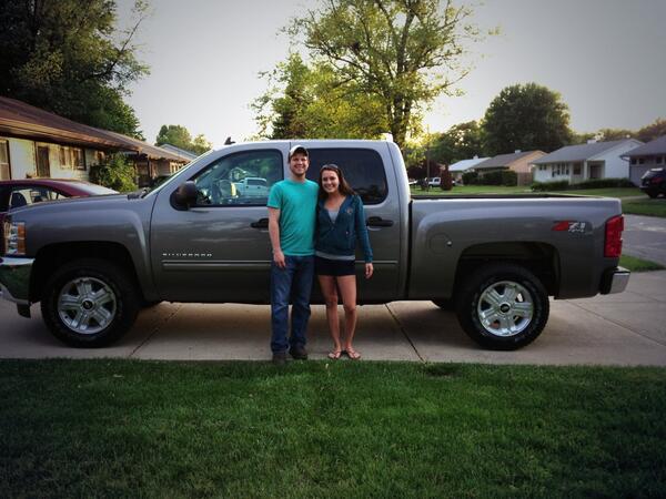 ZBFitter's tweet image. Carley and I with the brand new Silverado! #bowtienation #likearock