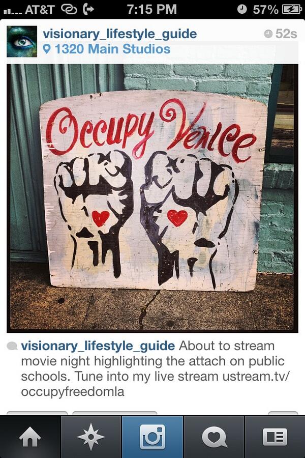occupyVeniceBot's tweet photo. RT @OccupyFreedomLA Going live momentarily @occupyvenice http://t.co/AqhK9F0TZP