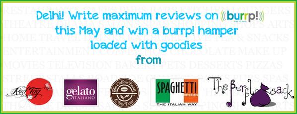 burrp_delhi's tweet image. hamper #bContest alert: 2 max reviewers in the city to win vouchers from: