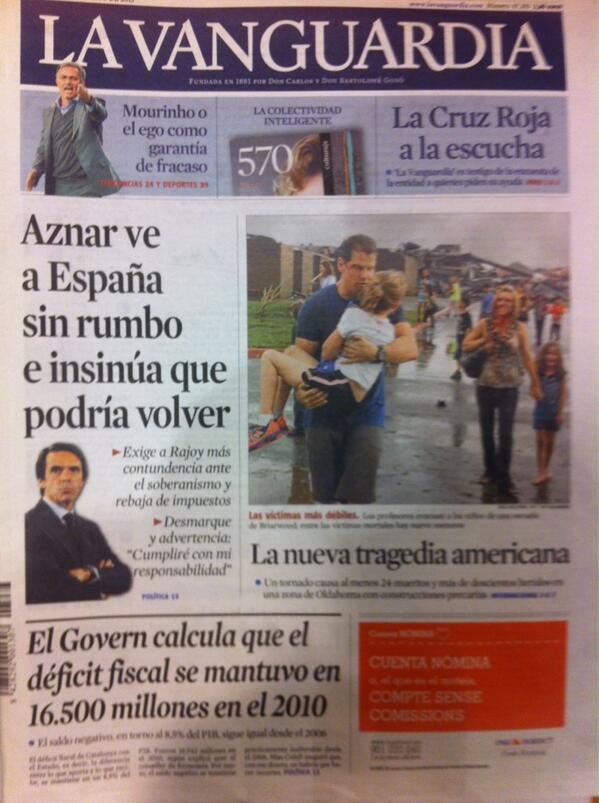 susannagriso's tweet photo. #AznarA3: Críticas a Rajoy, Montoro y una advertencia: puede volver. Hoy en @EspejoPublico, hoy en @LaVanguardia. http://t.co/BsRlBsxJtB
