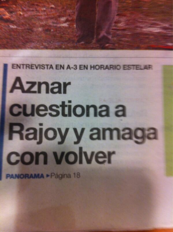 susannagriso's tweet photo. #AznarA3: "El gobierno tiene que cumplir el programa del PP." @elperiodico_cas http://t.co/GZhcOEHHVO