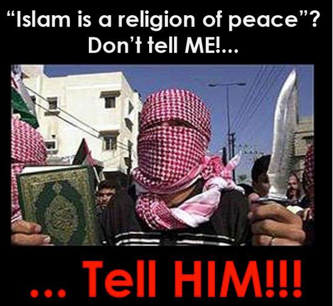 Michie__B's tweet photo. "Islam is a religion of peace"?    Don't tell me, tell him!! http://t.co/vRo9qEBQgt