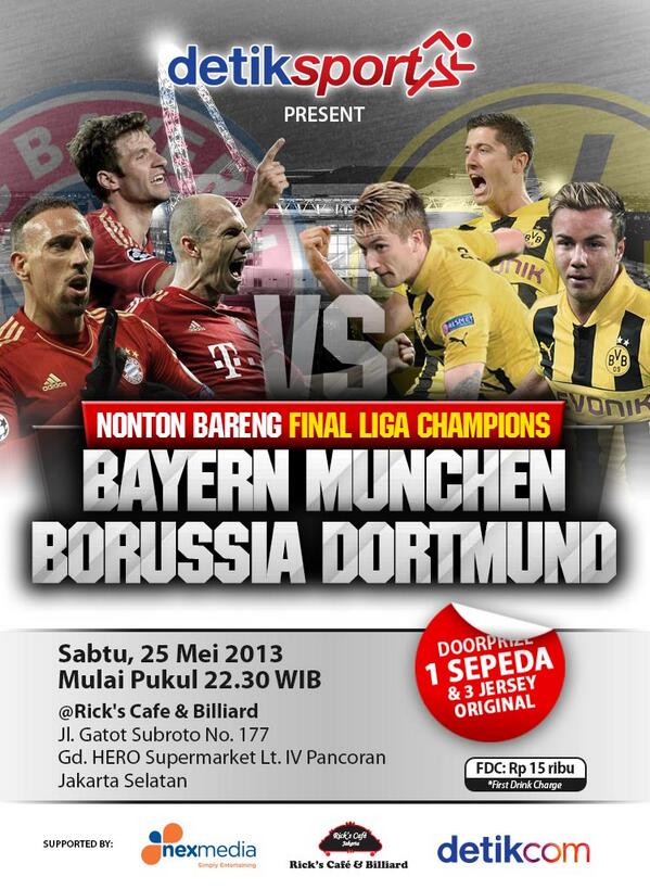 Pas nobar final LC nanti, kita juga mau bagi-bagi sepeda dan jersey original buat yg dateng. Jangan sampe ga dateng!