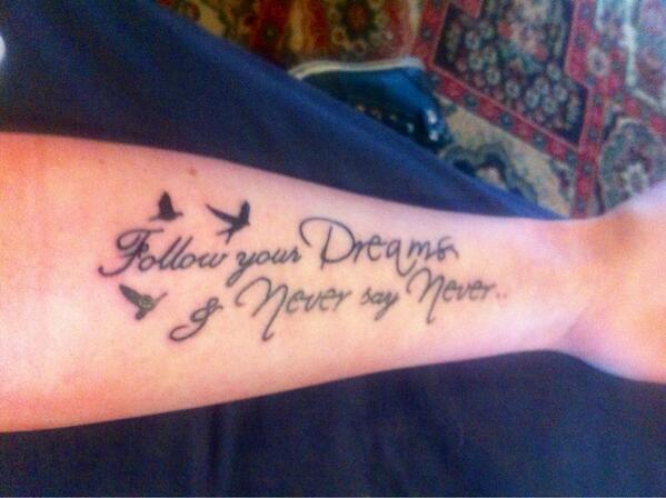 Vicki__Franklin's tweet photo. My New tattoo 💕 @justinbieber #neversaynever #BeliebersWantToBeYourSmileJustin http://t.co/yCo5Ll3SCD