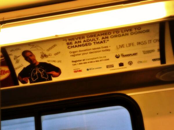 65_RedRoses's tweet image. #organdonation bus ad from our friends at @BC_Transplant! #4Eva  #cfmonth #cysticfibrosis @65_RedRoses