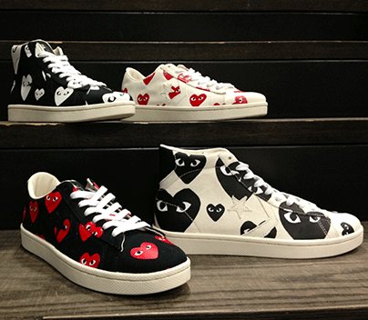 on X: reuniting with Comme des Garcons for the PLAY for Converse Pro Leather sneakers. Which your favorite? #cons http://t.co/fPk6QPl627" / X