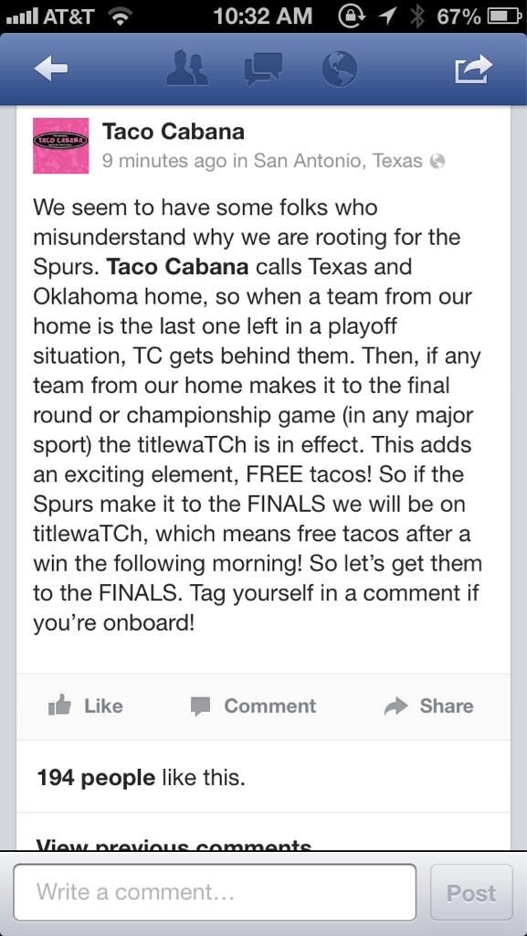 nickbaggott15's tweet photo. FREE TACOS?!? #texaspride http://t.co/ifEL6rXaG7