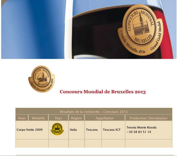 Tenuta Monte Rosola , medaglia d'oro , azienda seguita da Alberto Antonini e Giacomo Cesari