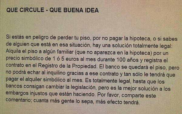 ¡¡IMPORTANTE DE VERDAD!! ESTO PUEDE SALVAR A MUCHOS DESAHUCIADOS.