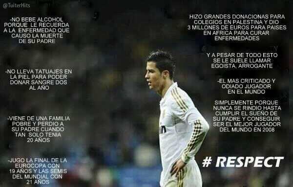 TuiterHits's tweet photo. Solo habláis de Cristiano Ronaldo para decir que es un chulo y prepotente, pero.. http://t.co/42f38Cc5ZB