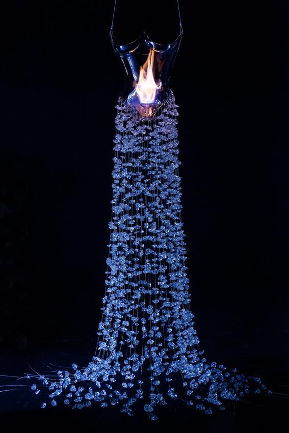 ProfHelenStorey's tweet photo. THE DRESS OF GLASS &amp; FLAME - opening at The Venice Biennale in the White Light, White Heat show next week. http://t.co/T5XGR82Ece