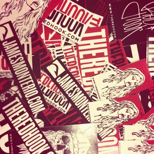 TheRedHook's tweet image. New stickers. They look like shit but they stick fine. #JamesMonterio #theredhook #skateboarding #stickers