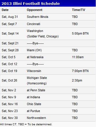 Illini football schedule