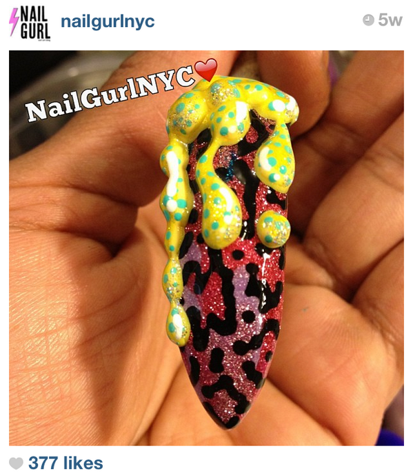 RapidHypno's tweet photo. @NailGurlNYC these designs you do are amazing! 3D and super TECH! do you ever use nail wraps? #loveyastuff http://t.co/6OkwV9fVVp