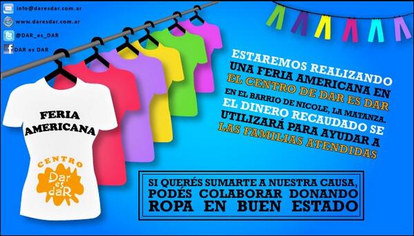 DAR_es_DAR's tweet photo. Llego el Fin de semana!! No te olvides que la semana próxima llega la FERIA AMERICANA al Centro Dar es Dar!! http://t.co/pfFxLj9vsz
