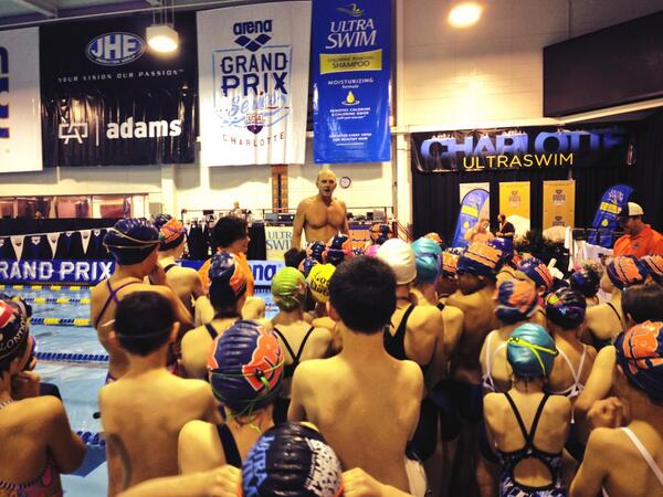 kdeery1's tweet photo. @RowdyGaines talking to the Marlin Division Clinic! @CoachDaniela @tfritch2323 @weitze23 @dmswimmac @swimmacc #NCGP http://t.co/7ny9evivBY