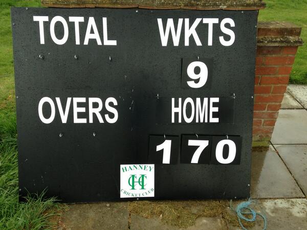 Well done to hanney 1st team on a great victory! Batted 1st 170-9 of 45 overs. And winning by 36 runs #lovecricket