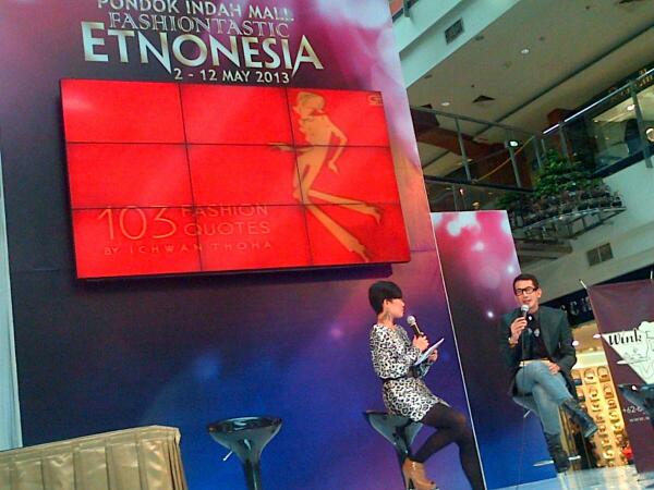 Thx y RT <a href="/PondokIndahMall/">Pondok Indah Mall</a>: RT <a href="/detikFashion/">detikFashion</a>: Talk show Fashiontastic Etnonesia w/ <a href="/Ichwan_Thoha/">Ichwan Thoha</a> di <a href="/PondokIndahMall/">Pondok Indah Mall</a> 2
