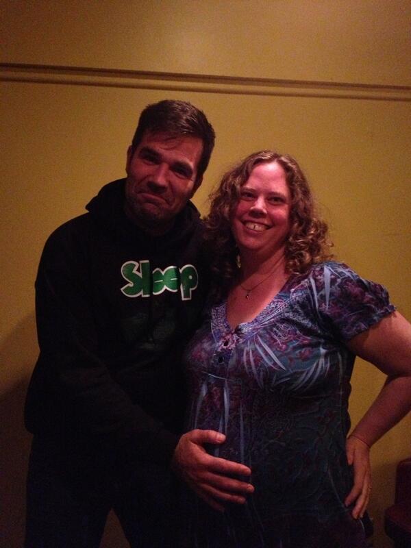 squakk's tweet photo. Thanks @robdelaney for touching my baby bump!! Also, thanks for making me laugh so hard tonight. http://t.co/qTpw1p4XTQ