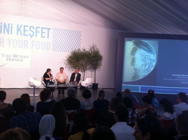 gastroistanbul's tweet photo. "Yoğurt" konulu panelde Aylin Öney Tan, Harold  McGee ve Kevin Revolinski @TurkMutfagiDER Çadırı'nda! #GastroIstanbul http://t.co/4AjwDMnlW8