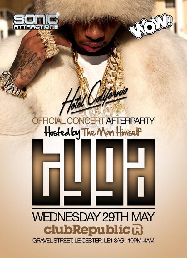 LeicesterNight's tweet photo. ★ TYGA ★ CLUB REPUBLIC ★ WEDNESDAY 29th MAY ★ RT http://t.co/hioFDhZ1AX