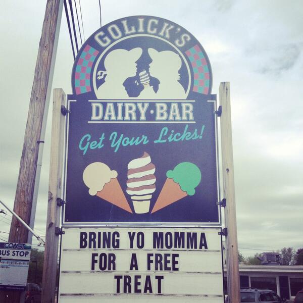 DGolicks's tweet photo. Bring your mom to golicks for a free small ice cream ! http://t.co/jxwtgzATea